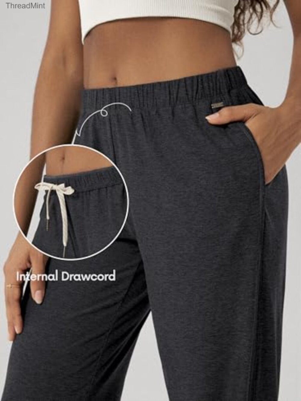 Ultra Soft Performance Sweatpants Joggers Mid Rise with Pockets - Picture 4 of 6